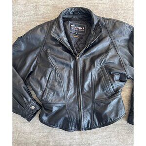 Vintage Wilsons Black Leather Jacket Women's Size M Bomber Biker Motorcycle
